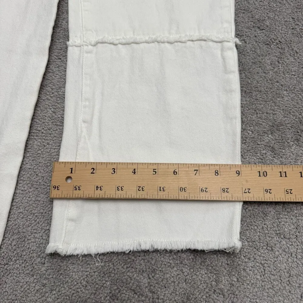 Princess Polly Wide Leg Raw Hem Baggy Denim Jeans Women 8 White High Rise Casual